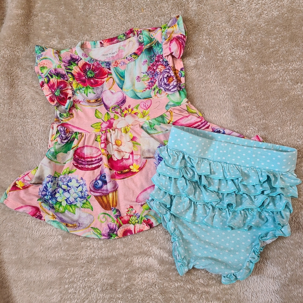 Posh Peanut Elizabeth Bummies Set 12-18 Months Baby Toddler Girl Set Macarons